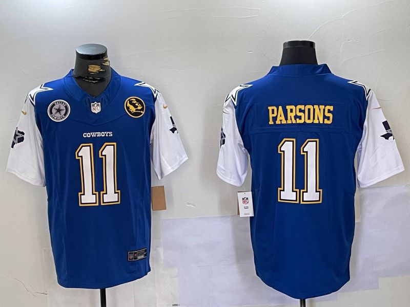 Men Dallas Cowboys #11 Parsons Blue five generations 2024 Nike Vapor Limited NFL Jersey style 3